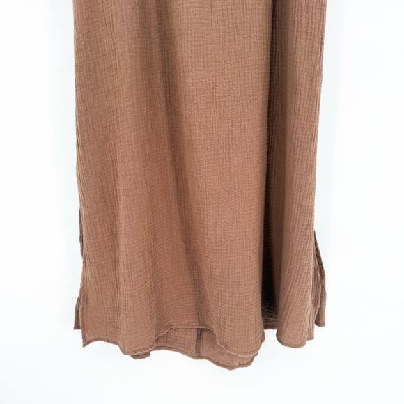NWT Aemi+Co Midi Cut Out Dress Mocha Brown Cotton Gauze Large - Picture 6 of 15